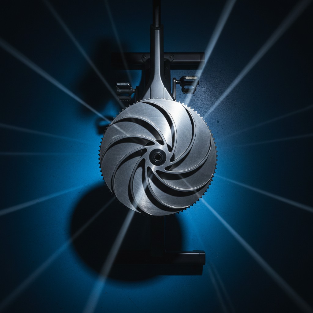 Ein Rad mit dünnen Schaufeln, das sich je nach Einstellung der beiden Lenkhebel links und rechts drehen lässt. Musical not...